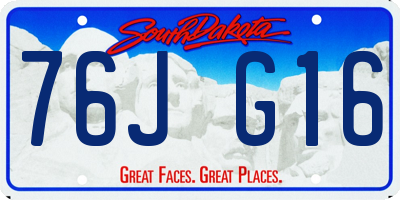 SD license plate 76JG16