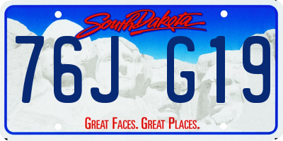 SD license plate 76JG19