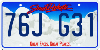 SD license plate 76JG31