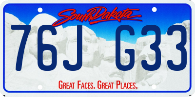 SD license plate 76JG33