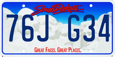 SD license plate 76JG34
