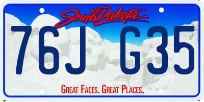 SD license plate 76JG35