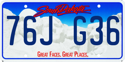 SD license plate 76JG36