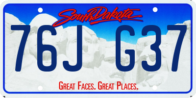 SD license plate 76JG37
