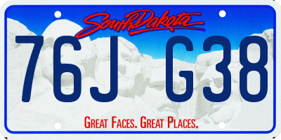 SD license plate 76JG38