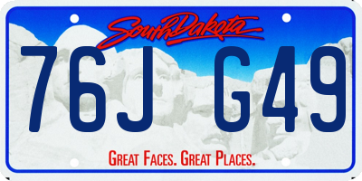 SD license plate 76JG49