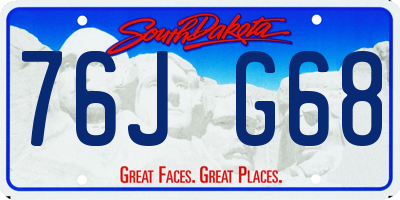 SD license plate 76JG68