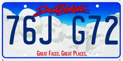 SD license plate 76JG72
