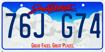 SD license plate 76JG74