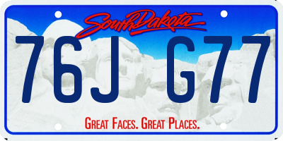 SD license plate 76JG77