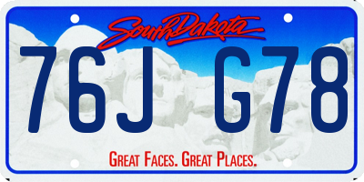 SD license plate 76JG78