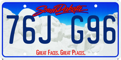SD license plate 76JG96