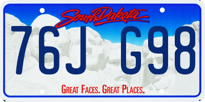 SD license plate 76JG98
