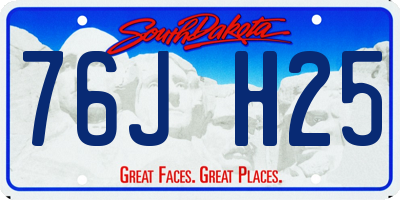 SD license plate 76JH25