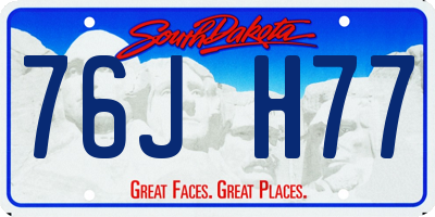 SD license plate 76JH77