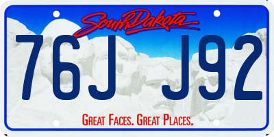 SD license plate 76JJ92
