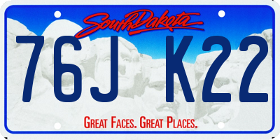 SD license plate 76JK22