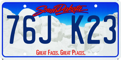 SD license plate 76JK23