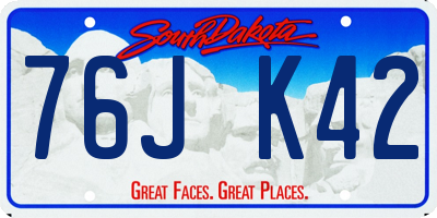 SD license plate 76JK42