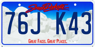 SD license plate 76JK43