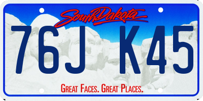 SD license plate 76JK45