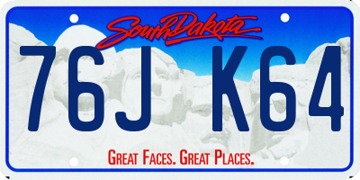 SD license plate 76JK64