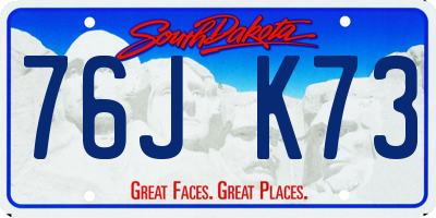 SD license plate 76JK73