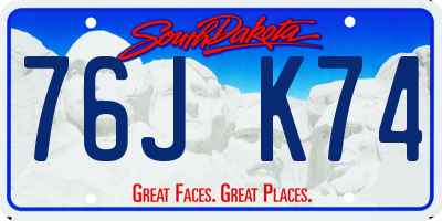 SD license plate 76JK74