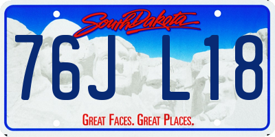 SD license plate 76JL18