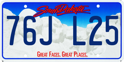 SD license plate 76JL25
