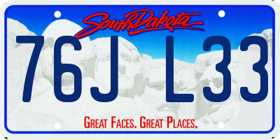 SD license plate 76JL33