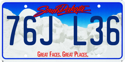 SD license plate 76JL36