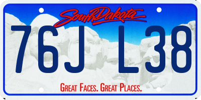 SD license plate 76JL38