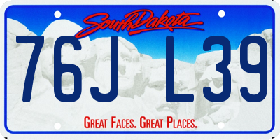 SD license plate 76JL39