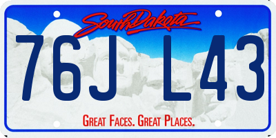 SD license plate 76JL43