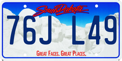 SD license plate 76JL49
