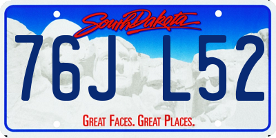 SD license plate 76JL52