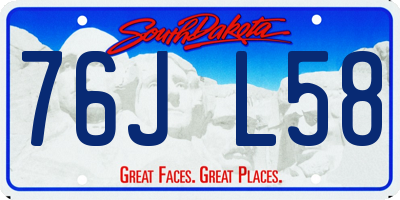 SD license plate 76JL58