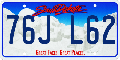 SD license plate 76JL62