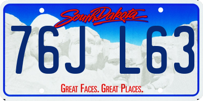 SD license plate 76JL63