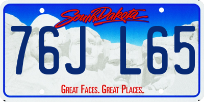 SD license plate 76JL65