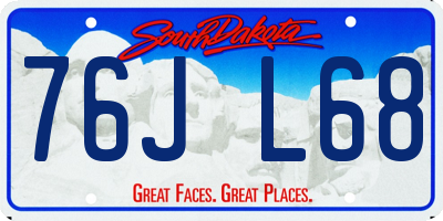 SD license plate 76JL68