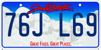 SD license plate 76JL69