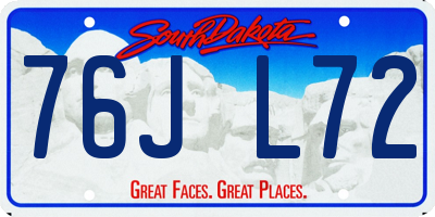 SD license plate 76JL72