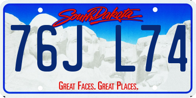 SD license plate 76JL74