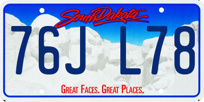 SD license plate 76JL78