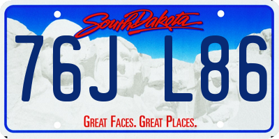 SD license plate 76JL86