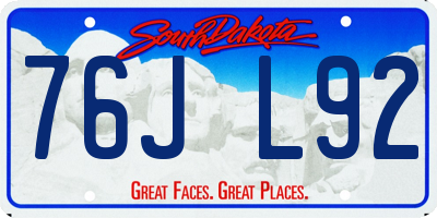 SD license plate 76JL92