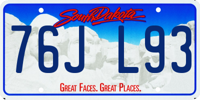 SD license plate 76JL93