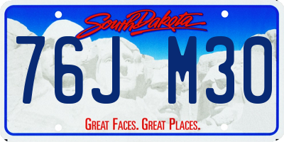 SD license plate 76JM30